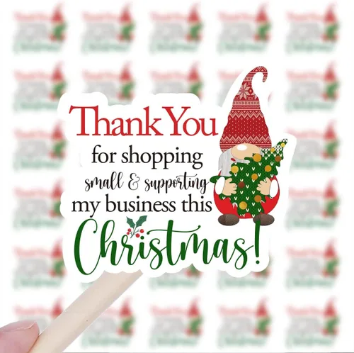 Vista 9 de Wailozco 200 calcomanías de gnomo de Feliz Navidad para sobres de pequeñas empresas, paquetes, productos hechos a mano, bolsas, bonitos sellos