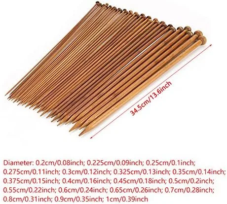 Vista 3 de 36pcs agujas de tejer fijadas agujas de tejer carbonizadas de un solo punto tamaños de 0.1-0.4 in