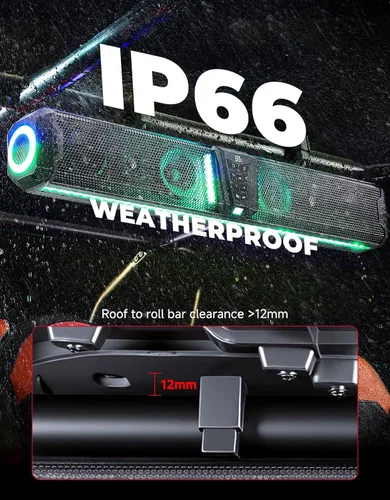 Vista 8 de KEMIMOTO Barra de Sonido UTV Midnight 80 2025 de 32 pulgadas, Barra de Sonido para Carrito de Golf Resistente al Agua IP65, Altavoz ATV Bluetooth