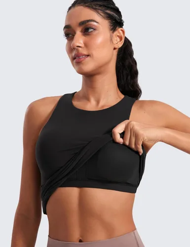 Vista 6 de CRZ YOGA Butterluxe - Camiseta sin mangas de entrenamiento para mujer, con espalda cruzada, acolchada, cuello alto, para yoga, atlética con brasier