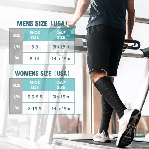 Vista 6 de BLUEENJOY Calcetines de compresión de cobre para mujeres y hombres (6 pares), el mejor apoyo para enfermeras, correr, senderismo, recuperación