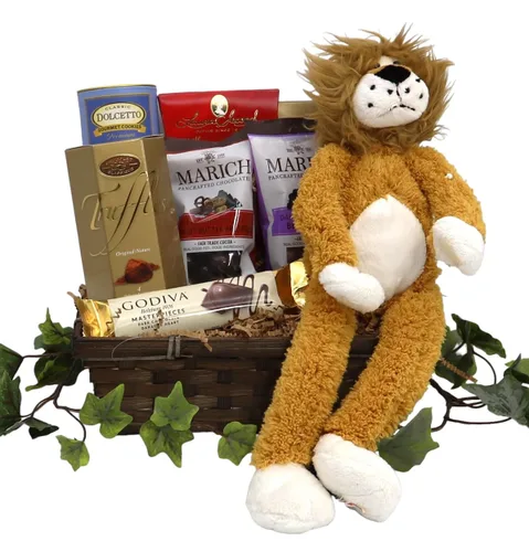 Vista 2 de Gift Basket Village Tronco salvaje con la cesta de regalo de San Valentín de Leo el León