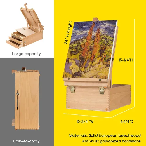 Vista 3 de MEEDEN Juego de pintura acrílica con caballete: 44 piezas de suministros de arte Kit de pintura con caja de mesa caballete para adultos - 6 pinturas