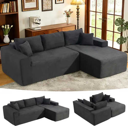 Vista 17 de Brage Living Sofá modular Cloud de 108 pulgadas, cómodo sofá modular sin hueso con asiento profundo, sofá con diván en forma de L para sala de Beige