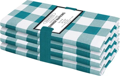 Vista 12 de Cotton Clinic Servilletas de tela 100% algodón, grandes, 20 x 20 pulgadas, juego de 4 servilletas de mesa a cuadros a cuadros – Servilletas de mesa