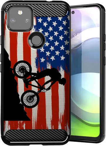 Vista 11 de CasesOnDeck - Funda compatible con Google Pixel 5A (2021) / Pixel 5A 5G, funda delgada de fibra de carbono TPU para acentuar arañazos y caídas, tema