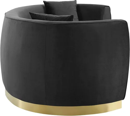 Vista 3 de Modway EEI-3408-BLK Resolute - Sofá de terciopelo curvado, color negro