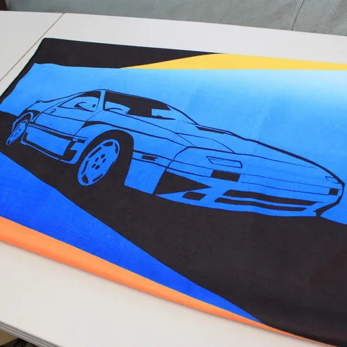 Vista 4 de Rotary13B1 RX-7 Generations - Toalla de playa - Amarillo Azul Rojo