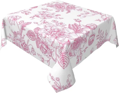 Vista 28 de BETGINY - Mantel cuadrado floral azul de 54 x 54 pulgadas, mantel decorativo de estilo chinoiserie con flores, tela rústica lavable para granja