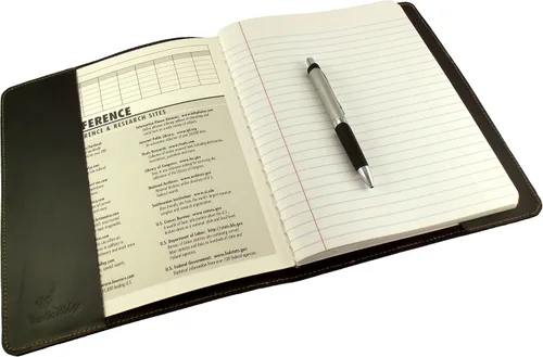 Vista 3 de Rustic Ridge - Cuaderno de composición de cuero recargable, funda de cuaderno de composición, funda de cuero para cuaderno, se adapta a Moleskine XL