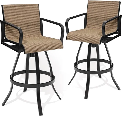 Vista 14 de Pellebant Juego de 2 taburetes de bar giratorios para exteriores, sillas giratorias de 30 pulgadas con tela Sunbrella y marco de aluminio, taburetes