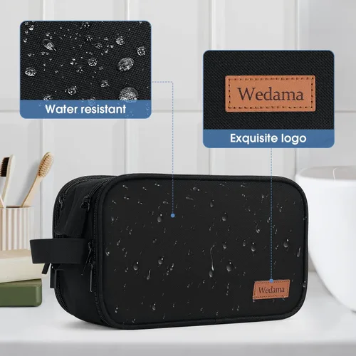 Vista 6 de Wedama Neceser de viaje para hombres, bolsa de aseo de viaje de mano, Negro -, L, Neceser