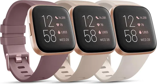 Vista 9 de PAQUETE DE 3 Bandas de Silicona Suave Compatibles con Fitbit Versa Bandas Deportivas Ajustables para Mujeres y Hombres Tallas Pequeña y Grande