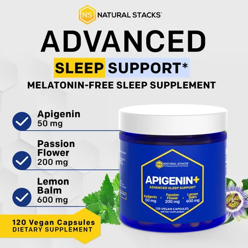 Vista 6 de NATURAL STACKS Apigenin for Sleep + Magtech Magnesium Supplement Bundle - Apoya el sueño y la salud cerebral* - 210 cápsulas totales