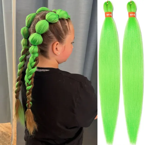 Vista 28 de Cabello trenzado preestirado ombré, extensiones de cabello trenzado sedoso, sin picazón, trenzas de cabello trenzado de ganchillo con textura Yaki