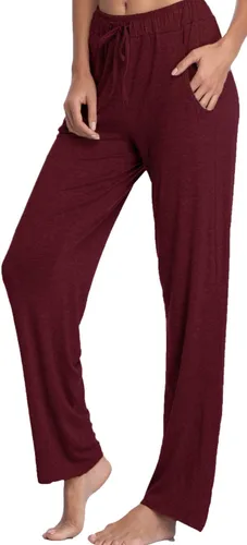 Vista 7 de Pantalones largos de modal, cómodos, con cordón ajustable, sueltos, de pierna recta, para yoga, correr, hacer deporte, con bolsillos
