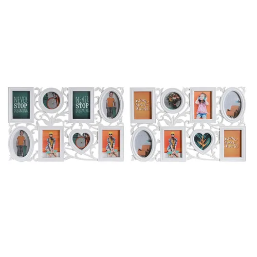 Vista 2 de Marco de Fotos DKD Home Decor 8 fotos Cristal Blanco PP (58 x 2 x 37,5 cm) (2 Unidades)