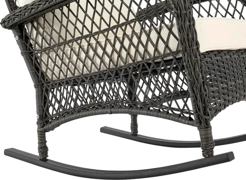 Vista 7 de Manhattan Comfort Fruttuo - Mecedora para exteriores con cojines impermeables extraíbles, hecha de ratán de acero, mecedora de patio resistente a