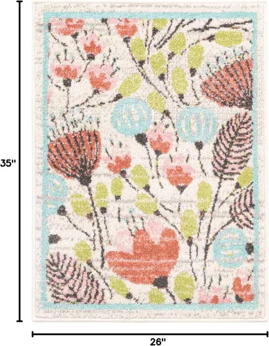 Vista 2 de Unique Loom Whimsy Collection - Alfombra rectangular de 2 pies 2 pulgadas x 2 pies 11 pulgadas, marfil/negro