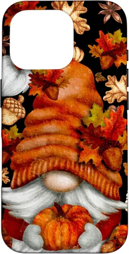 Vista 19 de iPhone 13 Lindo gnomo de Acción de Gracias calabaza otoño árbol otoño hojas caso