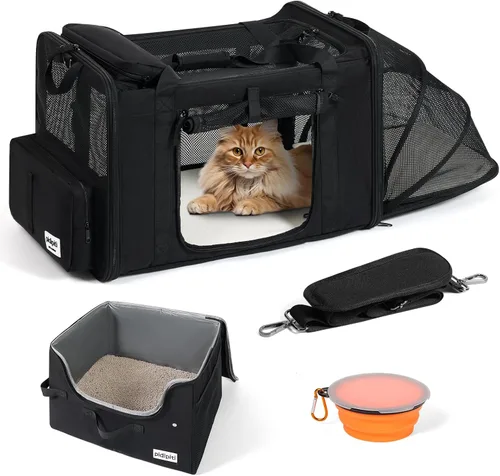 Vista 11 de pidipiti Transportador de mascotas XL de 24 x 17 x 17 pulgadas para 1 gato