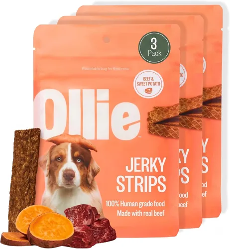 Vista 9 de Ollie Golosinas para Perros de Carne de Res y Batata Dulce Tipo Jerky, Paquete de 5 oz de 1, Completamente Naturales, Bocadillos Saludables, Hechas
