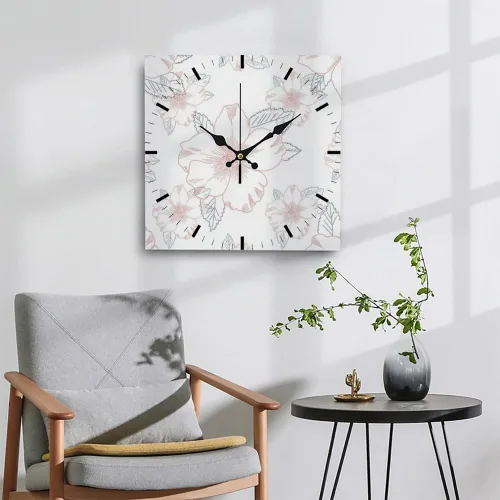 Vista 4 de Pink White Rose Flower Small Wall Clock Small Clocks Battery Operated Square Wall Clock Battery Clocks for Kitchen for Kitchen Bathroom Bedroom