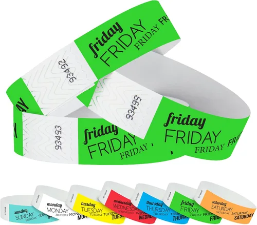 Vista 12 de WristCo Pulseras Tyvek - Paquete variado de fin de semana, 1,500 unidades ¾" x 10" - impermeables, reciclables, cómodas, resistentes a desgarros