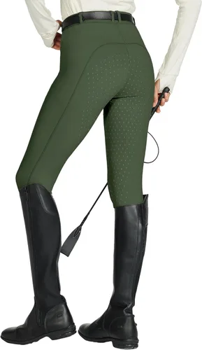 Vista 5 de Willit Pantalones de equitación para mujer con asiento completo, pantalones de silicona con bolsillo con cremallera