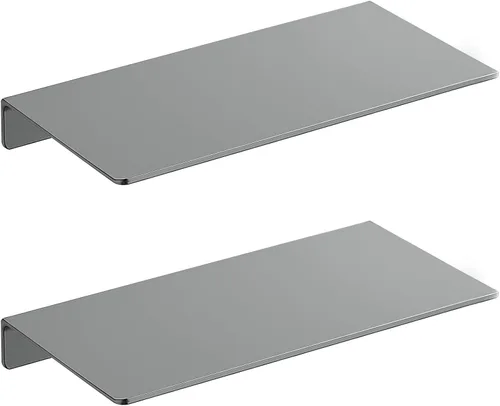 Vista 19 de Danpoo Pequeño estante flotante para almacenamiento en la pared, mini estante de exhibición para coleccionables, estante de pared de metal para Negro