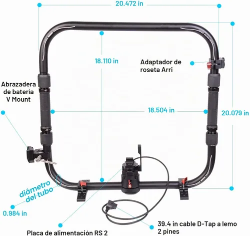 Vista 4 de RS 2 Ring Grip, DF DIGITALFOTO RS2 Sistema de fuente de alimentación Soporte Anillo de doble mango compatible con cardán DJI RS 2, incluyendo
