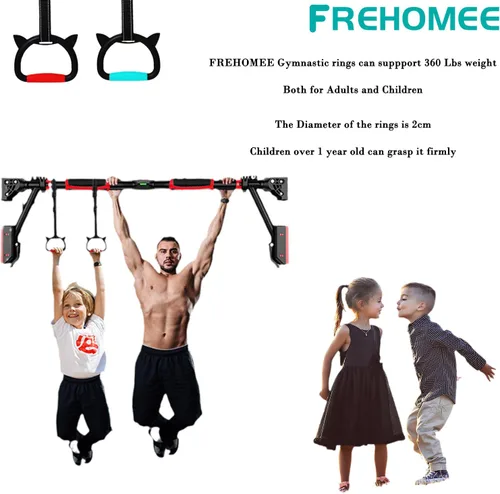 Vista 2 de Nuevos anillos de gimnasia profesionales, tanto para adultos como para niños, soporta 550 libras, equipo de fitness en casa, barra de dominadas