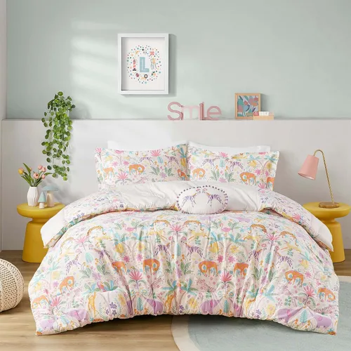 Vista 14 de Intelligent Design Edredón para niños, vibrante, divertido y juguetón con estampado de unicornio alternativo para todas las estaciones, juego