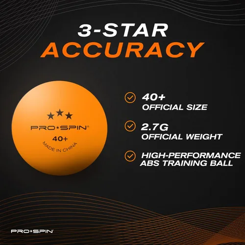 Vista 3 de PRO-SPIN Ping Pong Balls - 3-Star Premium Orange Table Tennis Balls High-Performance 40+ ABS Professional Quality Ultimate Durability for Indoor