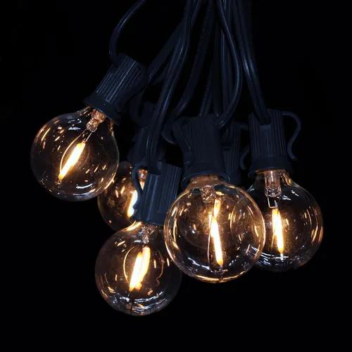 Vista 2 de Hometown Evolution, Inc. Luces LED solares (20 LED, solares de 25 pies, 20 bombillas LED G40 transparentes)