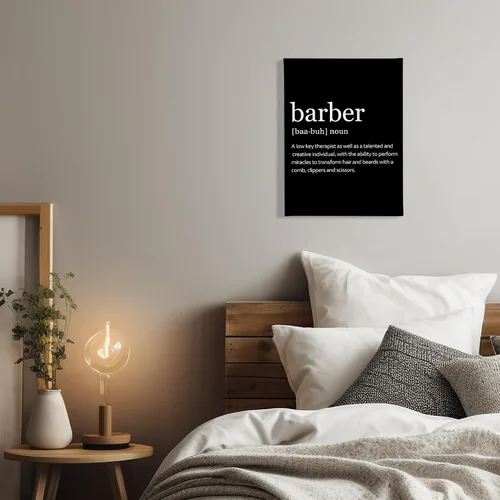 Vista 3 de PHAMTE Arte de pared de definición de peluquería, decoración de peluquería moderna, impresión de citas de barbería enmarcadas, pintura en lienzo