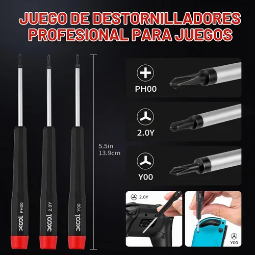 Vista 3 de XOOL Kit de destornilladores Nintendo Gamebit, juego de herramientas de reparación Triwing 17 en 1 para Switch, Joy-Con, Game Boy, NES SNES Wii DS