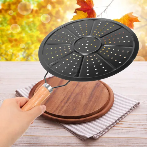Vista 6 de Cabilock Alfombrilla aislante de sartén de 14.56 x 8.66 pulgadas, resistente al calor, para cocina, con mango de madera, para prevención