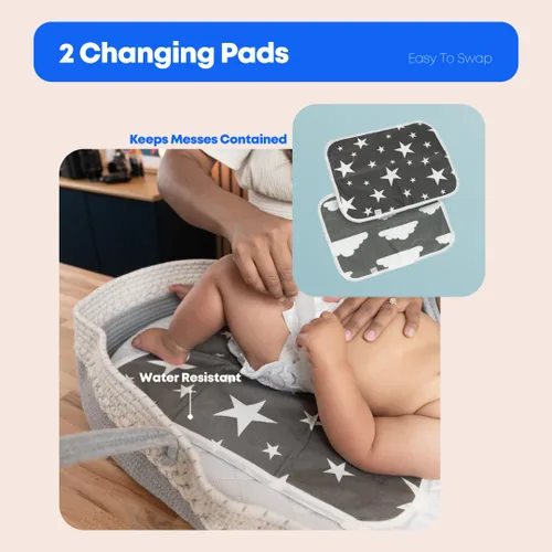 Vista 5 de Cambiador portátil suave y elegante para bebés Moderno organizador de cambio de pañales para recién nacidos con almohadilla impermeable Seguro