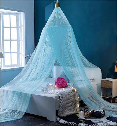 Vista 7 de ESUPPORT Toldo de cama de princesa, cúpula de encaje, mosquitera, tienda de campaña para colgar decoración del hogar, cortinas de red, rincón