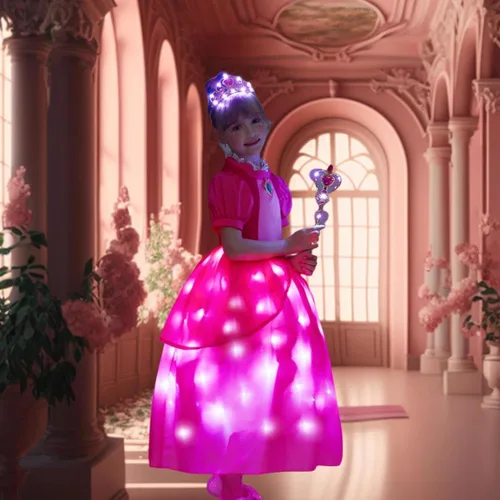 Vista 3 de Disfraz de princesa para niñas, vestido iluminado para Halloween, carnaval, cosplay, fiesta de cumpleaños