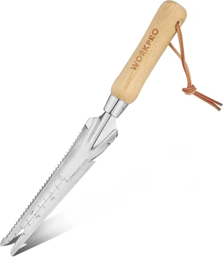 Vista 8 de WORKPRO Extractor de malezas manual, pala de jardín de acero inoxidable de 5 en 1 con mango suave, herramienta de jardinería para fácil remoción