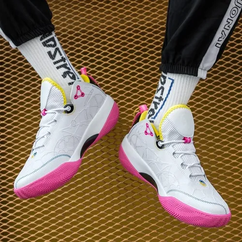 Vista 2 de Zapatos de baloncesto para hombre, ligeros, transpirables, antideslizantes, para exteriores, botas de entrenamiento acolchadas, para fitness