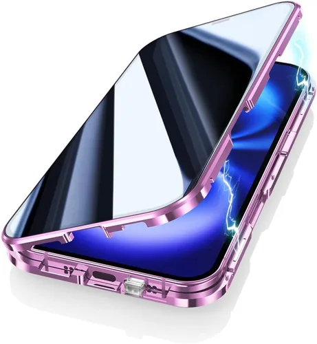 Vista 8 de Funda antimiradas con cerradura para iPhone 13 Pro, funda magnética de vidrio con protector de lente de cámara integrado, protector de pantalla