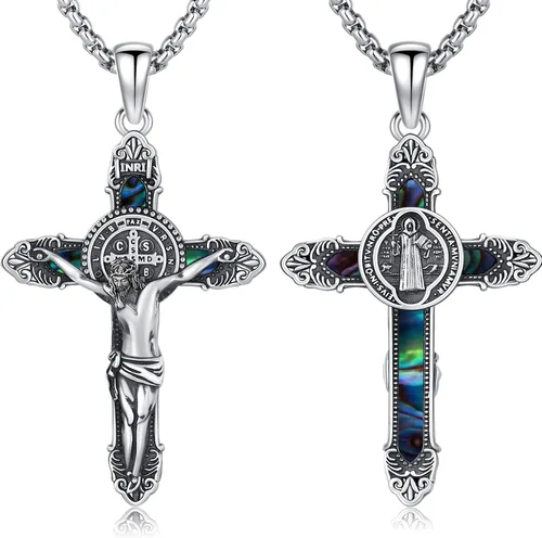 Vista 15 de 925 Sterling Silver Patron Saint Amulet Necklace for Men Women plateado