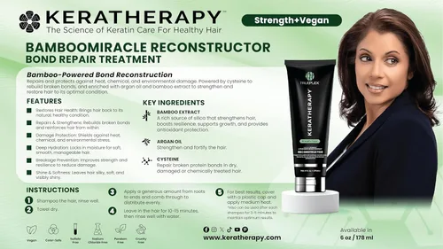 Vista 3 de KERATHERAPY Bamboo Miracle Reconstructor Bond Repair Tratamiento, 6 onzas, 6.0 fl oz – Protección térmica vegana y fortalecedor del cabello