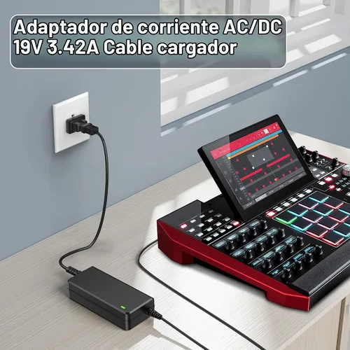 Vista 2 de Cargador adaptador de corriente de 19V AC/DC para Akai Professional MPC