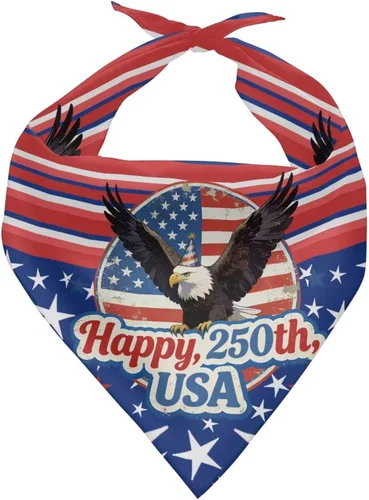 Vista 24 de Jeiento 250th USA Anniversary Dog Bandana American Flag Dogs Bandana for Pet Puppy Kitten,Washable Comfort Triangle Dog Scarf for Boy Girl Festival