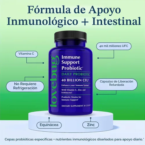 Vista 4 de LOVEBUG Probiótico de apoyo inmunológico, vitamina C, D, zinc y equinácea