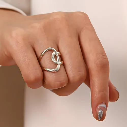 Vista 258 de Anillo de plata de ley 925, minimalista, ajustable, hecho a mano, para mujeres y niñas